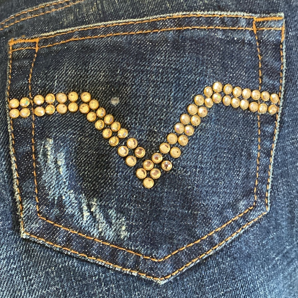 Red Valentino Crystal Encrusted V Logo Signature Jeans Never Used - Picture 14 of 16
